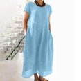 thumbnail image 1 of Robe Midi Décontractée à Manches Courtes et Manches Courtes pour Femme avec Poches, 1 of 5