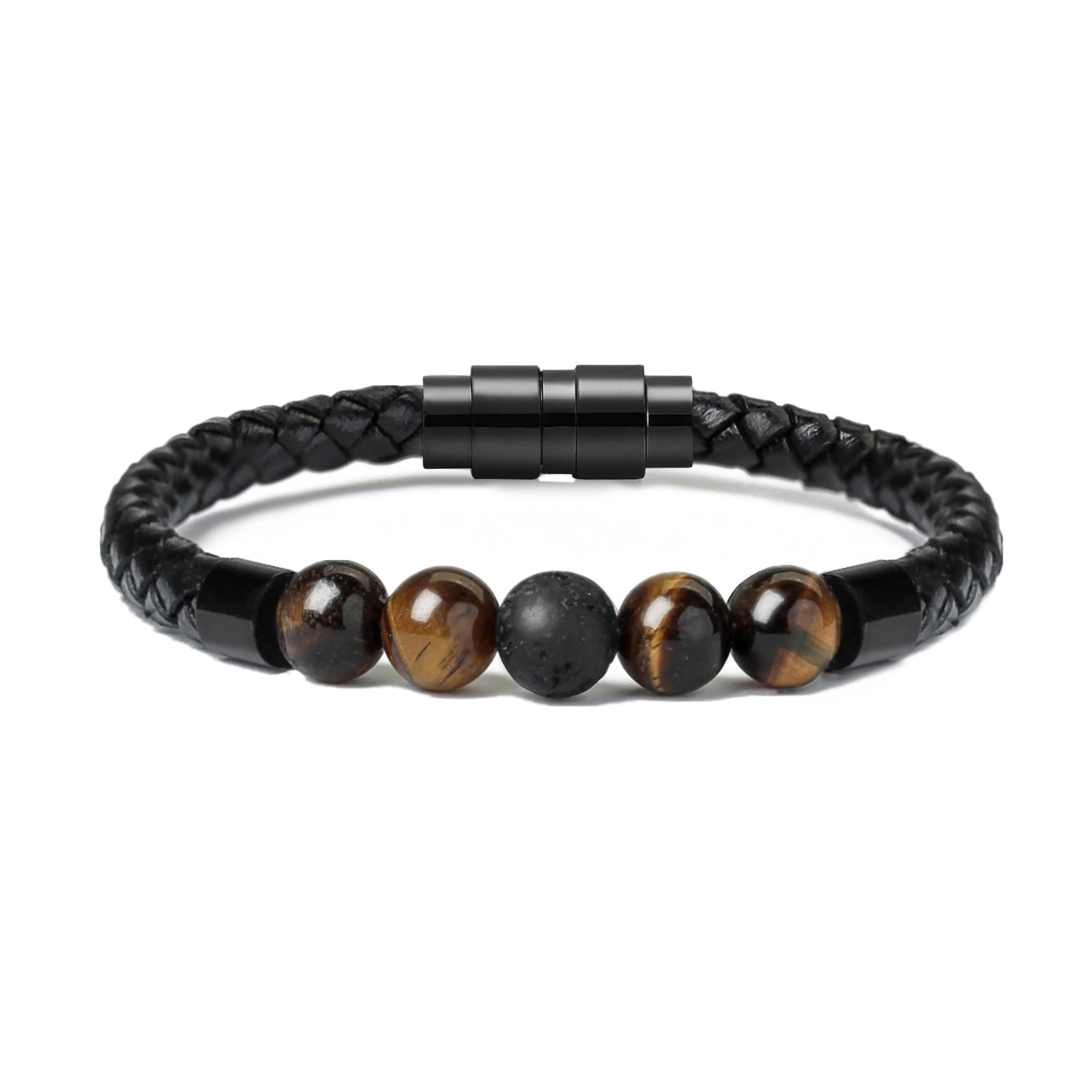 Minicremation Leather Cremation Bracelet – Lava Stone Urn Bracelet For Ashes, Onyx Bead Memorial Jewelry For Men & Women - View #4