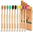 thumbnail image 1 of Eco Friendly Bamboo Toothbrush , 10Pack Medium Firm Bristles Biodegradable Bulk Wooden Toothbrushes，random color pattern, 1 of 5