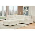 thumbnail image 6 of Sally Corduroy Polyester Upholstered Sectional Sofa 3 Seats W/ Ottoman White, 6 of 10