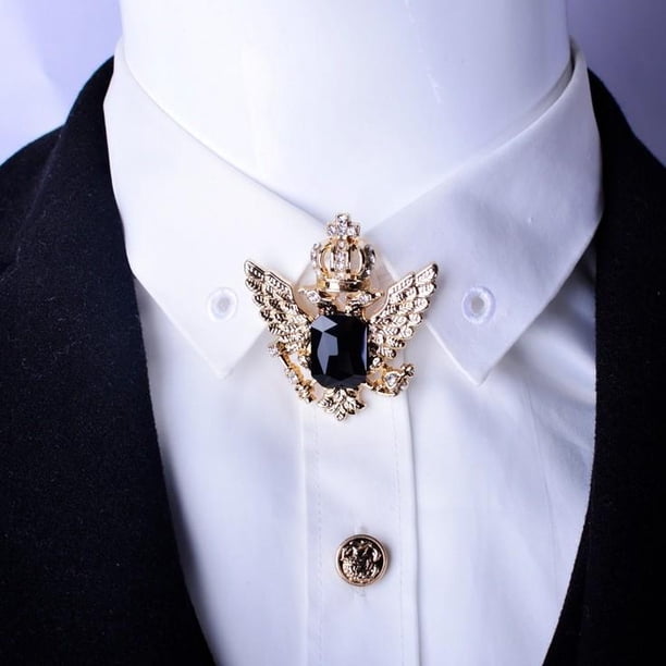 Collar Stud Crystal Eagle Broche Pin Fernando Dorado Negro broches y alfileres vintage