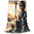 thumbnail image 6 of Lsque Chucky Pattern Fuzzy Fleece Throw Blanket Extra Large,Super Soft,Fluffy and Warm Blankets for Couch,Bed,All Season Use (50"x40"), 6 of 7