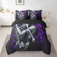 thumbnail image 2 of Castle Fairy Female Men Gothic Skeleton Twin Bedding Sets 7-Piece,Purple Floral Rose Bedding Comforter Set Microfiber,Happy Valentine's Day Breathable Sheet Sets,Ultra Soft Home Decor,Reversible, 2 of 8