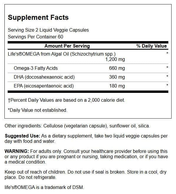 Swanson Plant Based Omega-3 - Featuring life's Omega 330 mg 120 Liq Vegcap