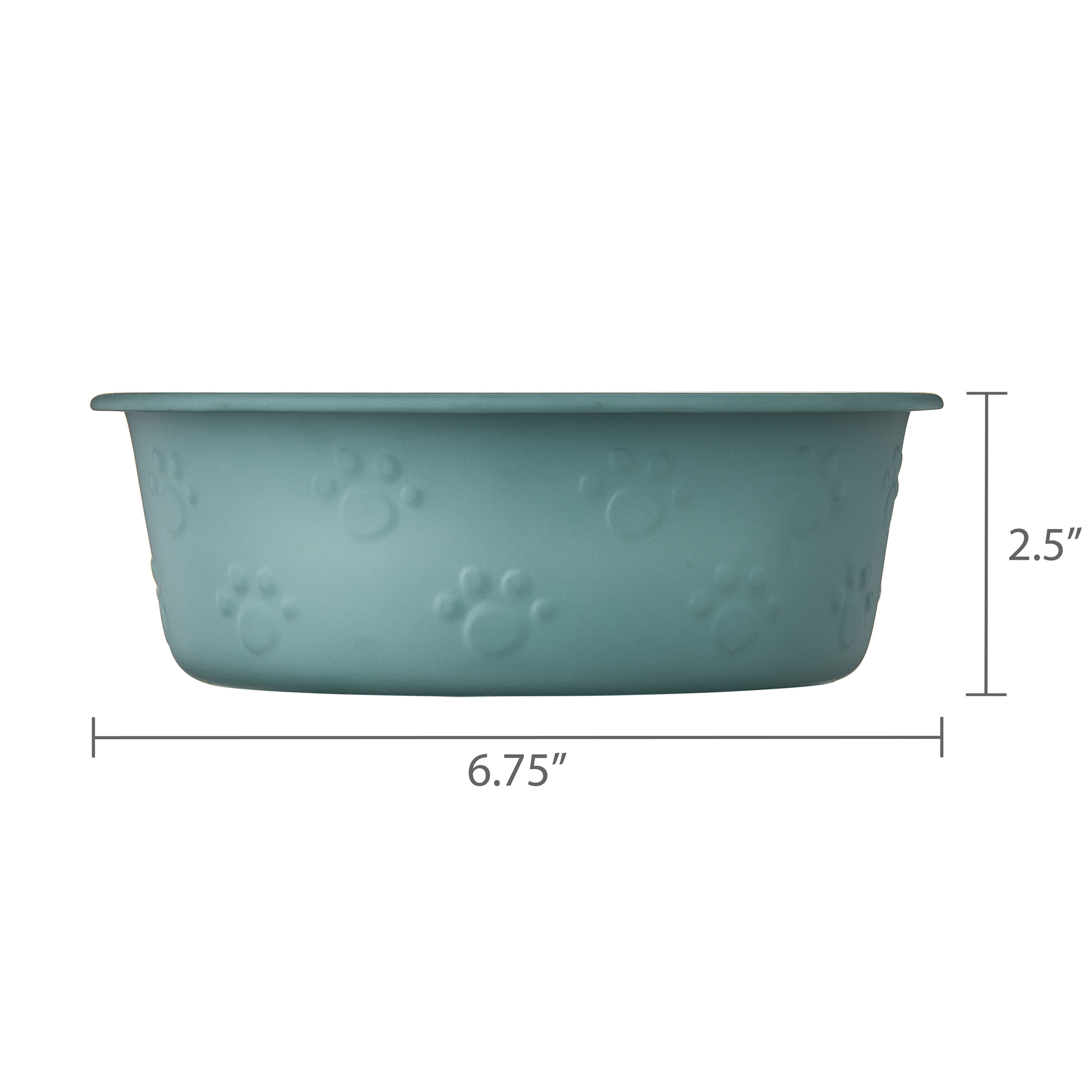 Vibrant Life Medium Stainless Steel Embossed Dog Bowl, Green Paws