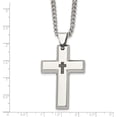 thumbnail image 5 of Stainless Steel Polished 1/10Ct Black Diamond 22In Cross Necklace (22 X 32) Made In China srn957-22, 5 of 5