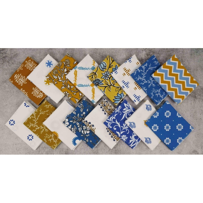 Soimoi 16 Pc Fat Quarter Bundle,BlockPrint 18x 22DIY Patchwork-100%  CottonPre-Cut Quilting Fabric Multicolor 