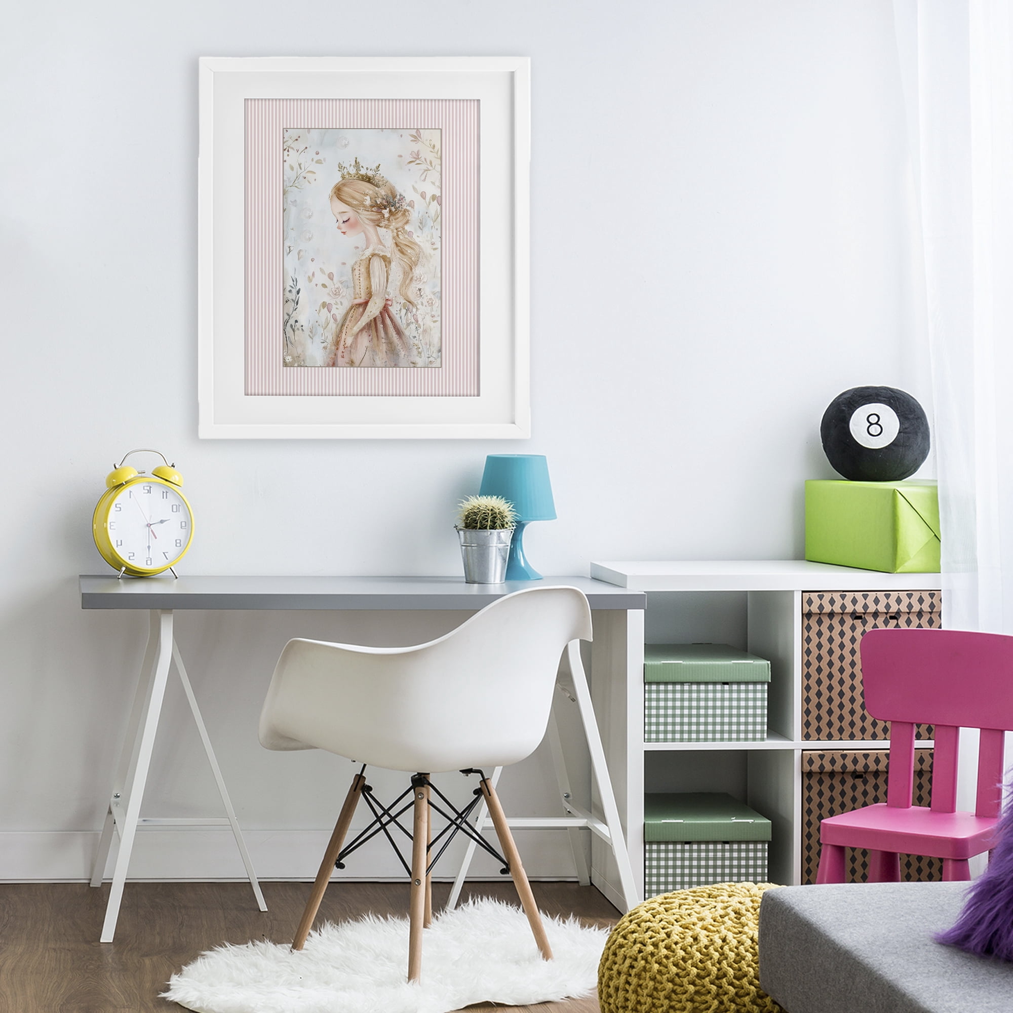 Stupell Industries Enchanted Dreams Princess White Framed Print Under Glass, design by Christine Simpson Art