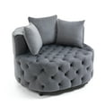 thumbnail image 2 of Modern Barrel Chair, Round Oversized Barrel Chairs, Sofa Lounge Accent Chair, Velvet Leisure Sofa Chair, Comfy Leisure Chair with 3 Pillows for Living Room Bedroom Hotel Office, Gray, 2 of 7
