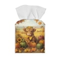 thumbnail image 2 of POLERO PU Leather Waterproof Tissue Box Holder, Square Napkin Facial Tissues Boxes Dispenser, Cute Cow Pumpkins Home Office Car Tissue Holder Decorative Container, 2 of 7