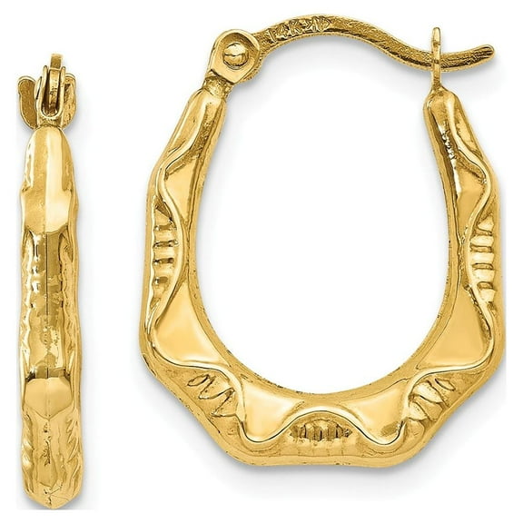 Primal Gold Women's Hollow Oval Hoop Earrings in 14K Yellow Gold, 17mm x 14mm