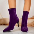thumbnail image 2 of LEAVINGSUO Women's Snow Boots Fashion Casual And Winter Pointed-Toe Slim Heel High Heel Ankle Short Boots Purple 40, 2 of 8