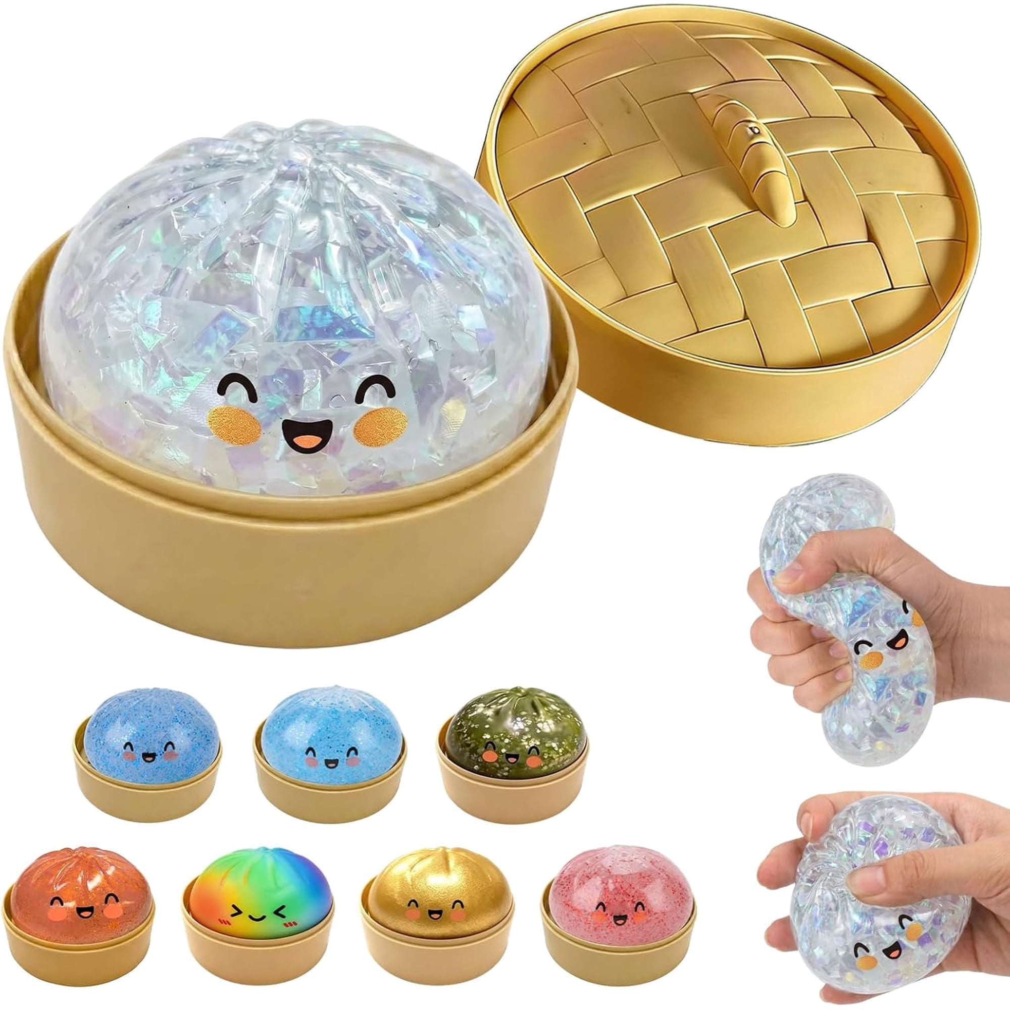 Dumplings Squishy Stress Balls Fidget Sensory Toys Mystery Dumplings Squishy Soft Squeeze Decompression Dough for Adults