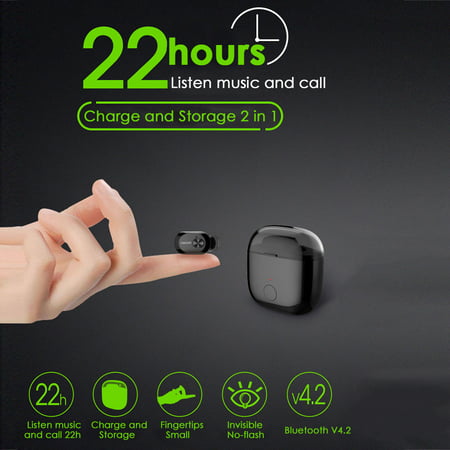 2019 Newest Invisible In-ear Mini Wireless Bluetooth Headset Stereo Earphone Large Capacity Sport Earset with KP6P Charging (Best Custom In Ear Monitors 2019)