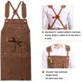 thumbnail image 4 of Delantales de carpintería para hombres, delantales de trabajo de lona encerada con 9 bolsillos, correas cruzadas en la espalda XXXL, 4 of 4