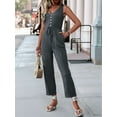 thumbnail image 6 of Womens Jumpsuits Dressy Summer Sleeveless U-Neck Casual Wide Leg Long Pants Rompers 2025 Dark gray M, 6 of 9