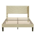 thumbnail image 5 of VECELO Full Platform Bed Frame with Upholstered Headboard, Strong Wooden Slats/No Box Spring Needed, Beige, 5 of 9