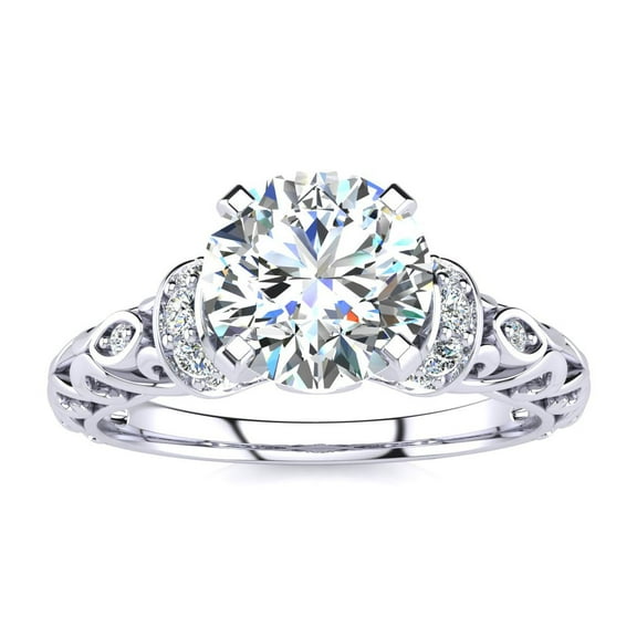 SuperJeweler 1 1/4 Carat Vintage Diamond Engagement Ring In 14 Karat White Gold For Women