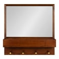 thumbnail image 3 of Kate and Laurel Hinter Mid-Century Framed Wall Mirror with Pocket Shelf, 24 x 24, Walnut Brown, Organizing Mail Holder and Wall Hooks, 3 of 7