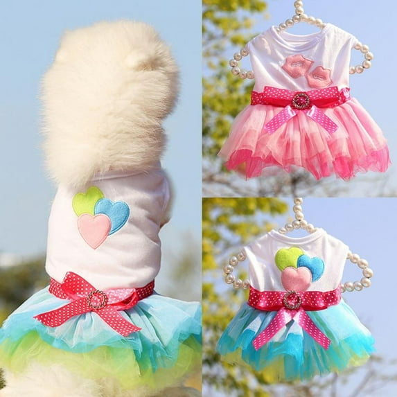 Set of 2 Dog Dress for Small Dog Girl Yorkie Chihuahua Clothes Pet Puppy Lace Tutu Vest Skirt Dog Princess Costume Clothing