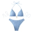 thumbnail image 2 of uublik Women's Swimsuits Bathing Suit for Women Push Up Swimwear Built in Bra Swimsuit Cheeky Bikini Swimsuit Blue, 2 of 4