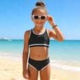 thumbnail image 2 of CAICJ98 Girls Swimsuit 2 Piece Strap Bikinis High Waist Sporty Bathing Suit for Girls Color Block Swimwear (10-11 Years,Black), 2 of 2
