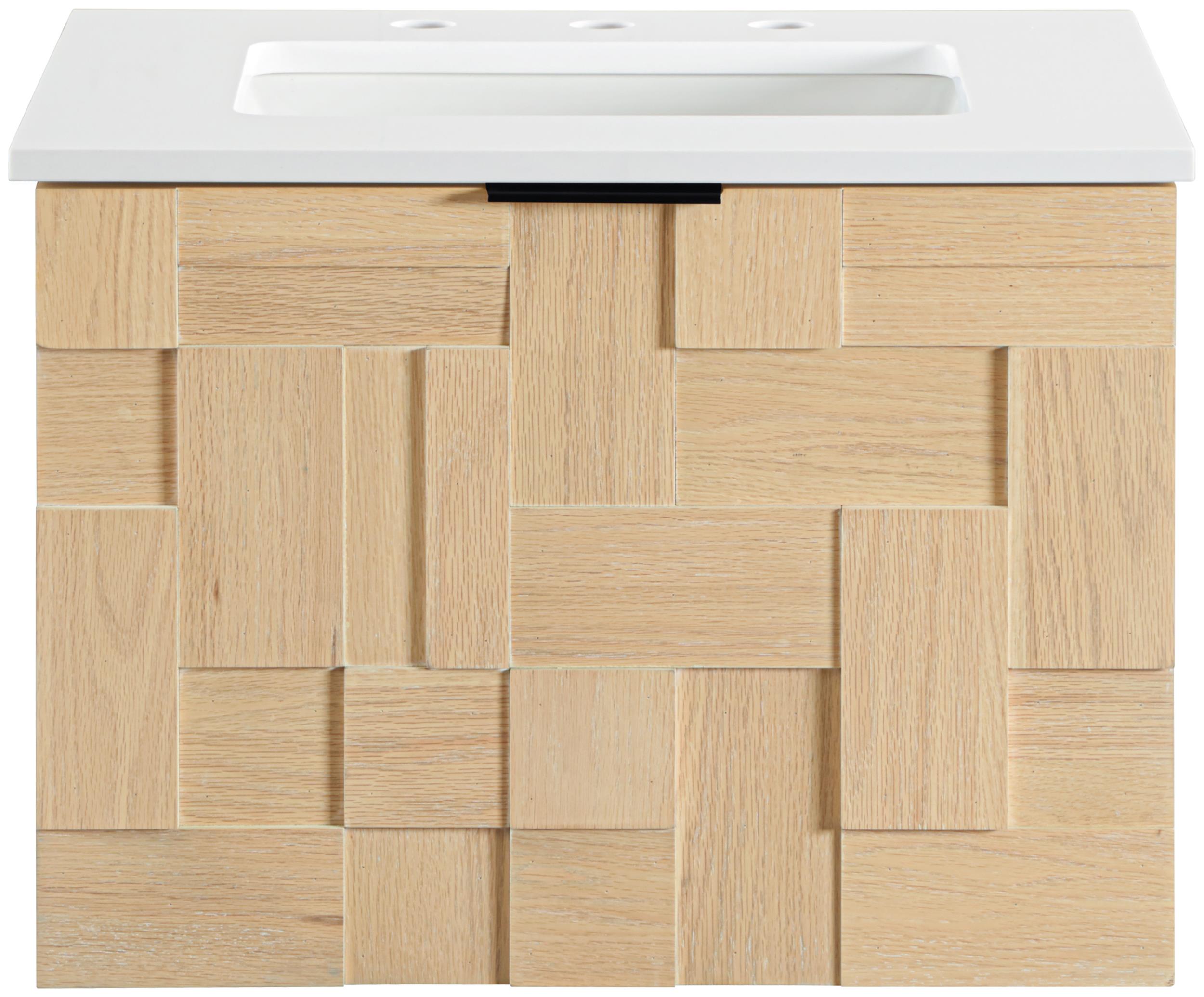 Meridian Furniture 24" Natural Engineered Stone Wall Mounted Bathroom Vanity