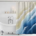 thumbnail image 3 of Navy Blue Ombre Beach Shower Curtain, Waterproof Shower Curtains for Bathroom, Summer Ocean Coastal Gradient Waves Washable Fabric Bathtub Curtain Set Bath Decor with 12 Hooks 72"x78", 3 of 8