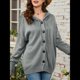 thumbnail image 5 of Cárdigan Informal con Cuello en V y Botones para Mujer, Sudadera con Capucha y Larga Gris M, 5 of 8