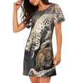 thumbnail image 2 of Lsque Graceful Snow Leopard Pattern Nightgowns for Women Sleep Shirts Short Sleeve Nightshirt Pullover Nightdress Soft Sleepwear Relaxed Fit Nightdress, 2 of 6