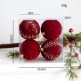 thumbnail image 3 of Adornos de bolas de Navidad de 6 a 8 cm, adornos para árboles de Navidad, decoración para fiestas, bodas, bolas de felpa pintadas de color rojo, material de terciopelo, 3 of 5