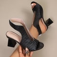 thumbnail image 6 of Heeled Sandals for Women Cutout Vintage Leather Open Toe Heels Fashionable Backless Ankle Strap Elegant Pumps Shoes Black Size 9, 6 of 9