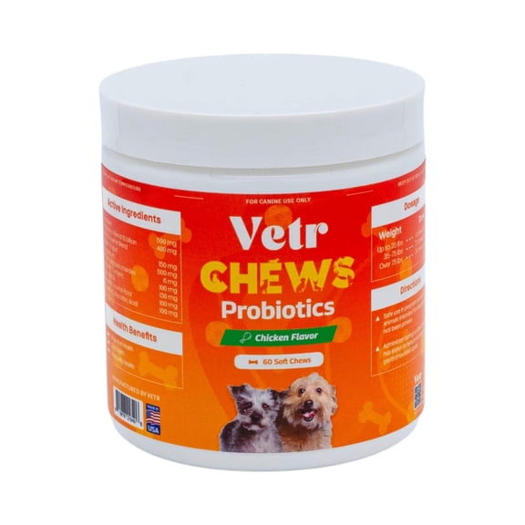 Vetr Probiotic Chews for Dogs - Chicken Flavored - 60 Soft Chews