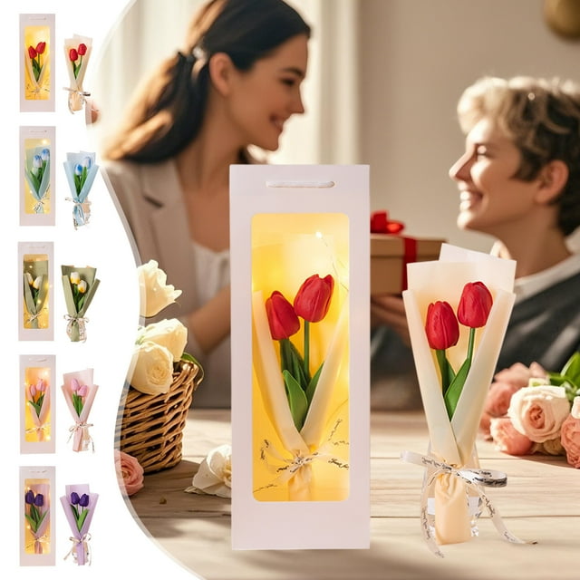 Ramo de Flores de Jabón Luminoso, Set de Regalo de Rosas Preservadas, Luz Led Romántica, Símbolo de Amor Eterno, Regalo para El Día de La Madre para Maestros, Empaque Elegante, Sorpresa para Ella