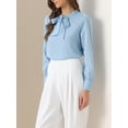 thumbnail image 2 of DARING DIVA Women's Bow Tie Neck Tops Long Sleeve Business Work Blouse M Sky Blue, 2 of 5