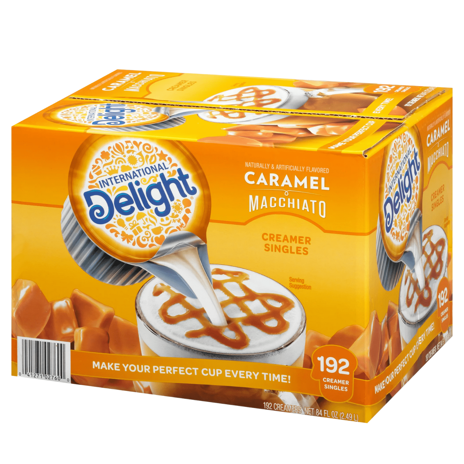 International Delight Coffee Creamer Singles, Caramel Macchiato Rich Flavor Gluten-Free Lactose-Free Non-Dairy Single Size Pods Creamer for Home Office Pantries Supplies- 192 Count