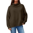 thumbnail image 4 of Chuancc Long Sleeve Shirts for Women,Autumn Knit Pullover Tops Slim Fit Long Sleeve Shirt Fitted Turtleneck Tops Basics Womens Clothing Long Sleeve Knit Tops for Women D-Brown S, 4 of 9