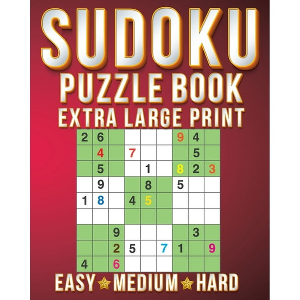 sudoku easy to hard sudoku extra large print size one puzzle per page 8x10inch of easy medium hard brain games activity puzzles paperback books with for men women adults senior paperback large walmart com