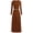 Brown, variant on Women's Spring 2 Piece Outfits Dressy Casual Ribbed Knit Long Sleeve Crop Tops Maxi Flowy Skirts Matching Sets