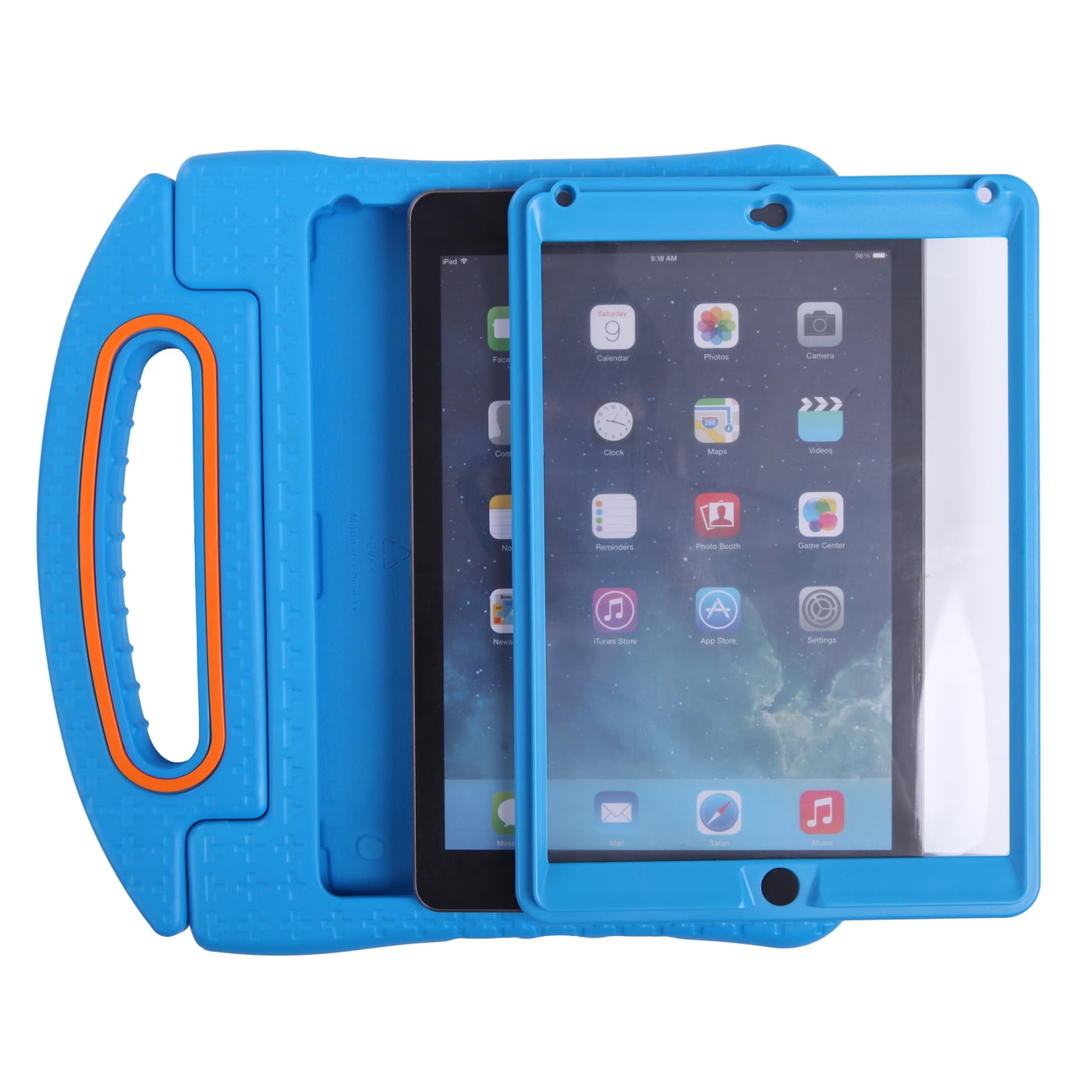 Skalk Regeren rijm HDE iPad Air 2 Bumper Case for Kids Shockproof Hard Cover Handle Stand with  Built in Screen Protector for Apple iPad Air 2 (Blue) - Walmart.com