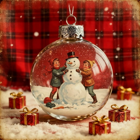 Taicans Acrylic Christmas Tree Hanging Ornaments - 2D Holiday Decorations with Santa,Reindeer,Snowman & Village Scenes - Shatterproof Glass Balls - Christmas Tree Decorations