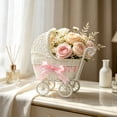 thumbnail image 5 of YingYouFu Mini Wicker Stroller Decoration, Rattan Doll Carriage Woven Candy Basket Centerpiece Decor for Weddings Showers, Decorative Flower Girl Cart, Event Centerpiece Decoration, 5 of 6