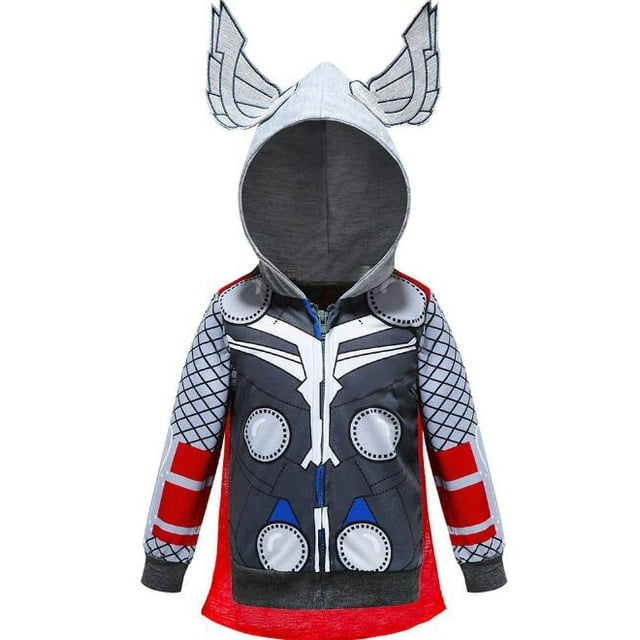 Nueva sudadera de otoño Superhéroe Capitán Suéter Coches Dibujos animados Top Cremallera Sudadera con capucha Ropa para niños 140 (6 años) Gao Jinjia LED
