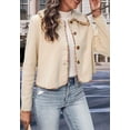 thumbnail image 2 of Contrast Multicolor Floral Trim Button Down Jacket for Women Beige X-Large, 2 of 5