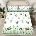 thumbnail image 2 of Feelyou Rustic Farmhouse Duck Twin Sheet Sets, Cartoon Wildlife Twin Fitted Sheet, Green Retro Plaid Flat Sheet, Breathable Home Decor, 3-Piece, 2 of 7