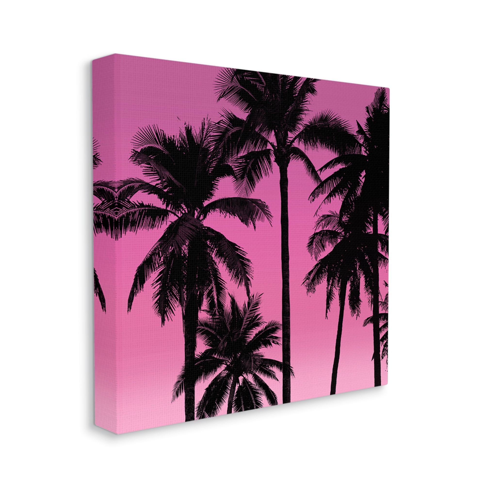 Stupell Pink Tropical Sunset Palm Trees Landscape Photography Gallery Wrapped Canvas Print Wall Art