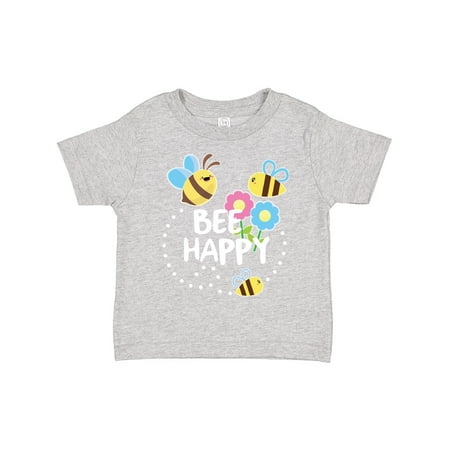 

Inktastic Bee Happy with Flowers Gift Toddler Boy or Toddler Girl T-Shirt