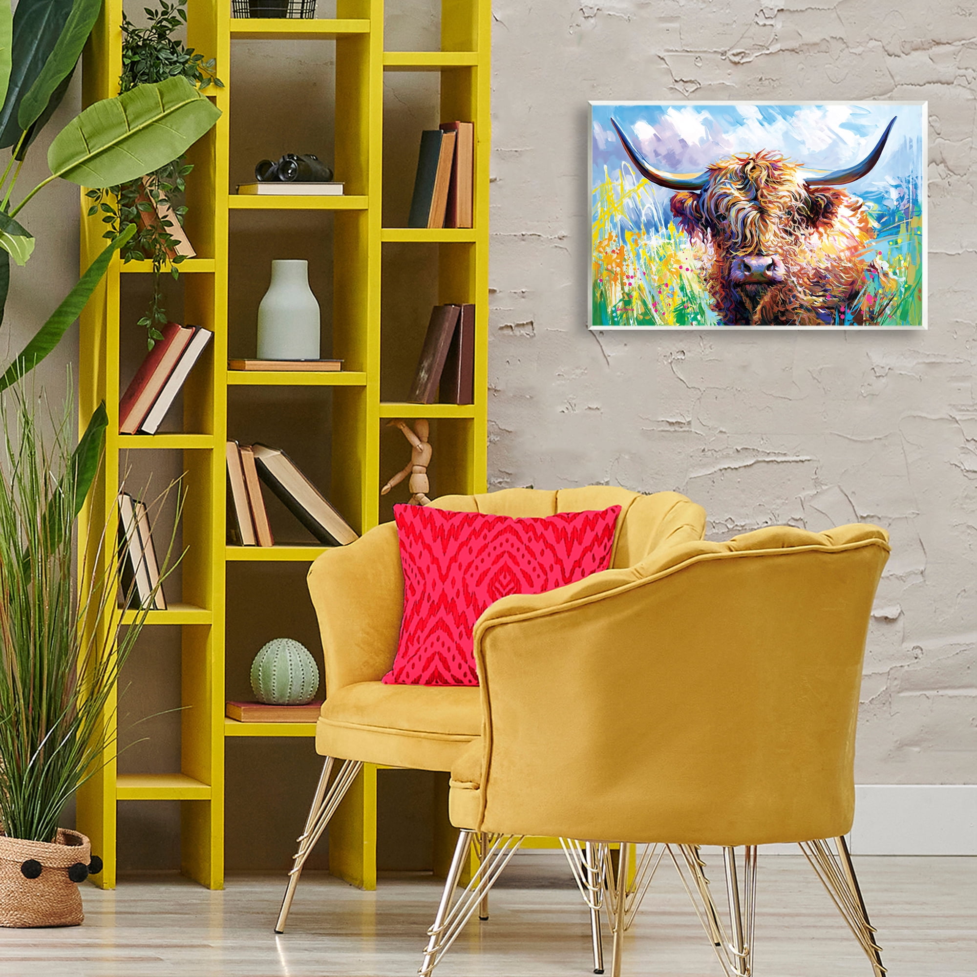 Stupell Industries Long Haired Highland Cattle Animals & Insects Painting Unframed Art Print Wall Art, 19 x 13