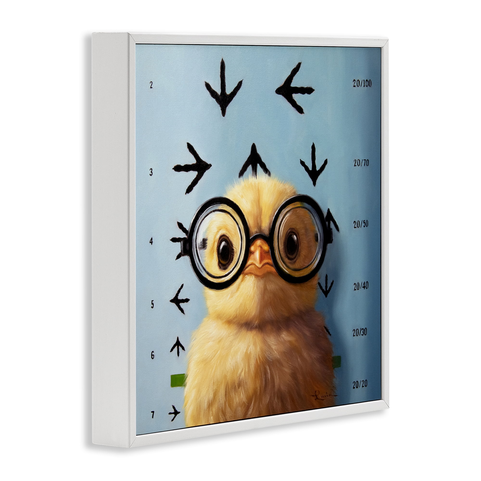 Four Eyes Chick Vision White Framed Giclee Art, design by Lucia Heffernan