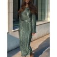 thumbnail image 4 of Women's Long Sleeve Maxi Dress Scoop Neck Bodycon Casual Dresses Going Out Outfits Green M, 4 of 8